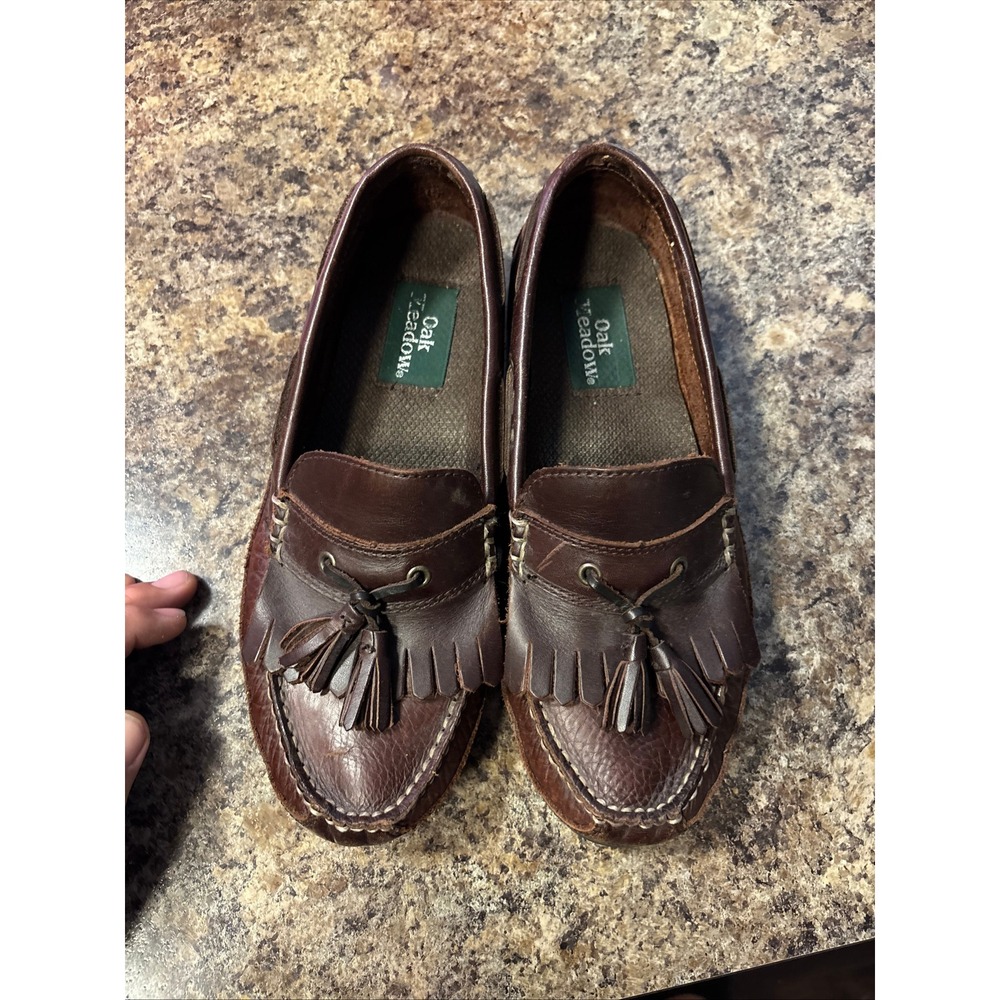 Oak Meadow Mens Kiltie Tassel Loafers Brown Leather Moc Toe Shoes KL 02/01 8.5 M